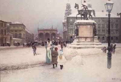 The Odeonsplatz in Munich at Wintertime 1892