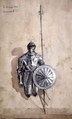 Study of a Suit of Armour in the Barons Hall Brancepeth Castle Durham