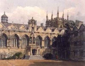 Exterior of Oriel College illustration from the History of Oxford