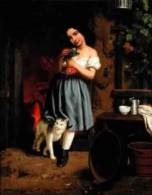 A Young Girl with a Cat 1866