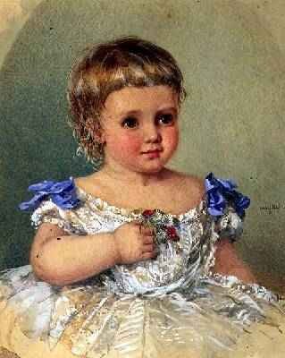 Portrait of a Child with a Posy of Wild Flowers 1871