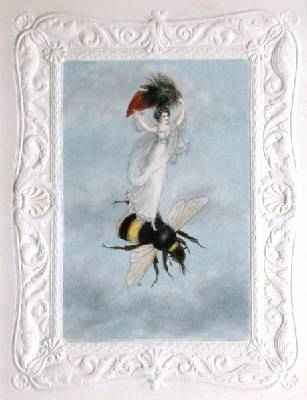 A fairy carrying a feather standing on a bee 1817-29