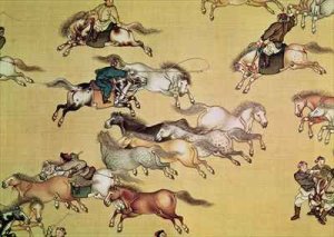 Voyage of Emperor Qianlong 1736-96 detail from a scroll Qing Dynasty