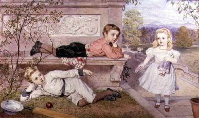 The Farrer Children Gaspard Henry and Cecilia in the Gardens of a Country House in Berkshire