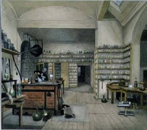 Michael Faraday 1791-1867 in his Basement Laboratory 1852