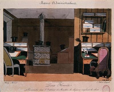 Scene in a Parisian office during the lunchbreak 1830