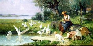 Mother and Child with Geese