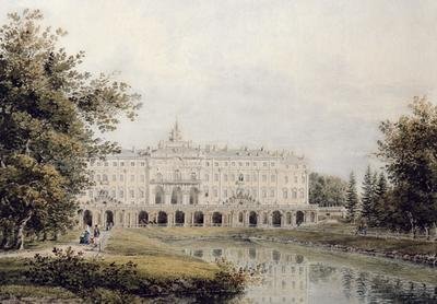 View of the Great Palace of Strelna near St Petersburg 1841