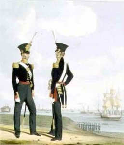 Royal Marine Artillery Officers plate 8 from Costume of the Royal Navy and Marines