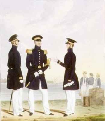 Captain Flag Officer and Commander Undress plate 9 from Costume of the Royal Navy and Marines