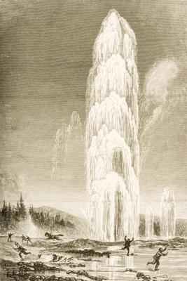 Giantess Geyser in Yellowstone National Park erupting during the 1870s 1880