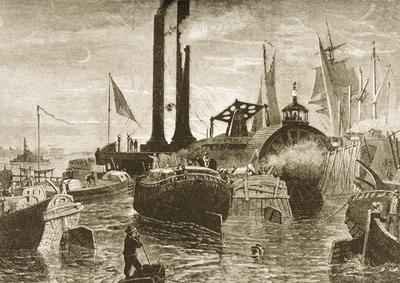 A grain fleet in New York harbour in the 1870s 1880