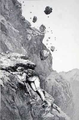 A Cannonade on the Matterhorn 1862 from The Ascent of the Matterhorn engraved by Edward Whymper 1840-1911