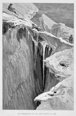 The Bergschrund on the Dent Blanche in 1865 from 'The Ascent of the Matterhorn engraved by Edward Whymper 1840-1911