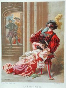 Bluebeard attempting to kill his last wife