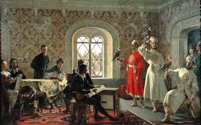 The Italian Ambassador Calvuci drawing the falcons of Tsar Alexei Mikhailovich 1629-76