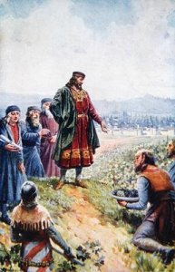 Charles IV inspecting grapes during his encouragement of Wine making in Bohemia