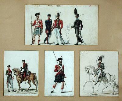 The uniforms of Scottish soldiers and Prussian