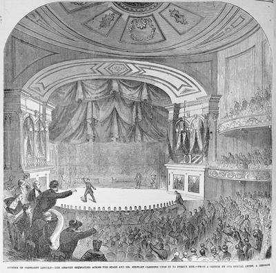 The assassination of Abraham Lincoln 1809-65 in the box at Fords Theatre