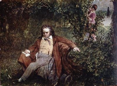 Postcard depicting Ludwig van Beethoven 1770-1827 in the forest