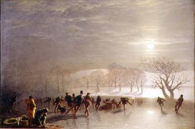 Skaters Duddingston Loch by Moonlight