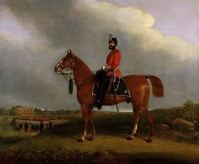 An Officer of the Bedford Light Infantry Militia mounted on a charger