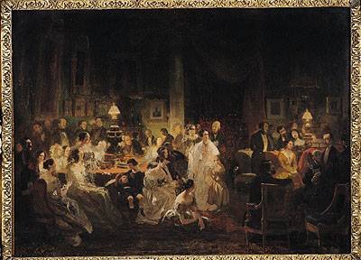 Emile Jean Horace Vernet 1789-1863 Discussing the Invention of the Daguerreotype in Monsieur Irissons Salon