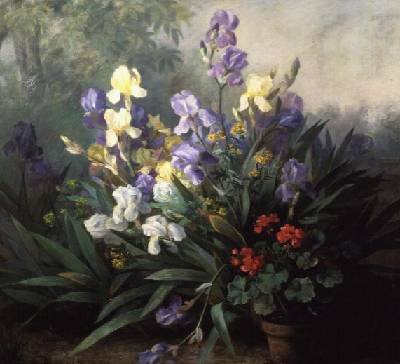 Floral Landscape with Irises