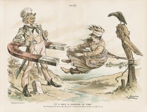 Caricature of Uncle Sam and Canada Cover of Puck Magazine