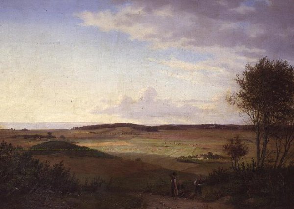 An Extensive Landscape with Children Gathering Wood