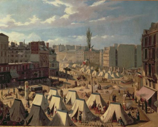 Encampment of troops on the Boulevard du Temple