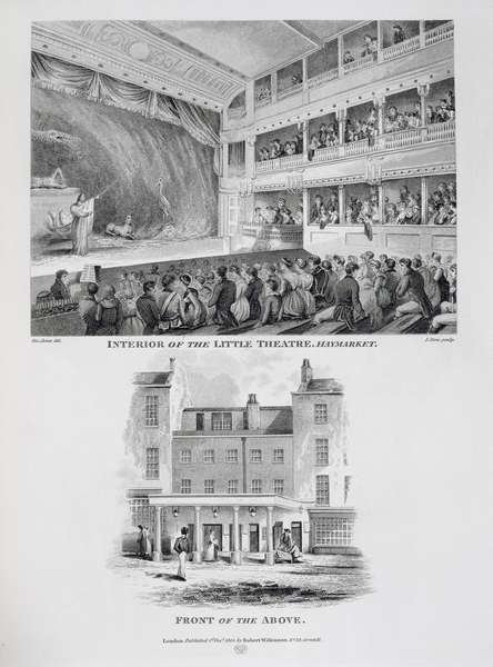 Interior of the Little Theatre Haymarket in London and the Front of the Above