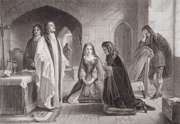 Lord William Russell receiving the sacrament prior to his execution on 21st July 1683