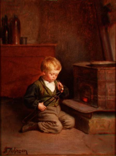 Boy Lighting a pipe