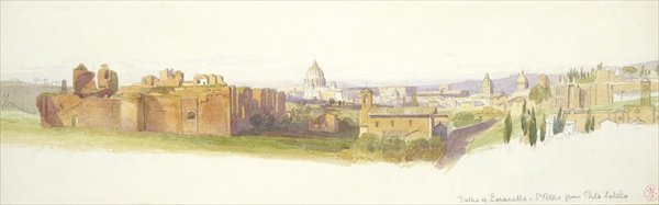 The Baths of Caracalla and St Peters from Porta Latina Rome