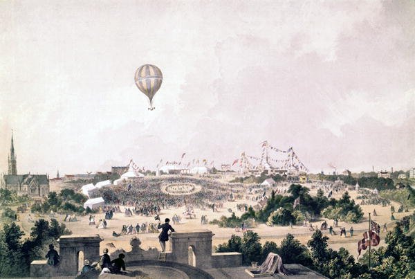 A hot air balloon over Fancy Fair Princess Park Liverpool