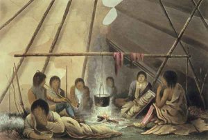 Interior of a Cree Indian Tent