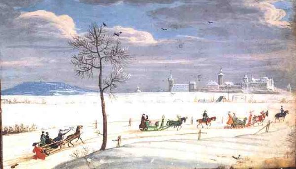 German Snowscape with sledges