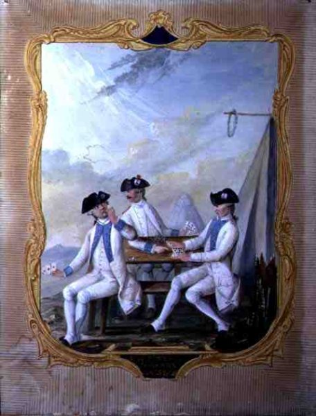 Officers from the Forez Bearn and Agenais Regiments playing cards