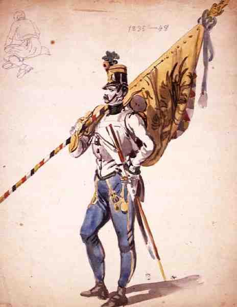 An Officer with a Battalion Colour of a Hungarian Infantry Regiment