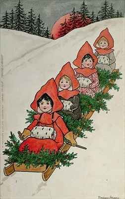 Four Little Girls on a Sledge