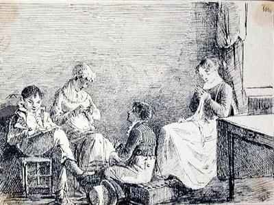 Family group in an interior