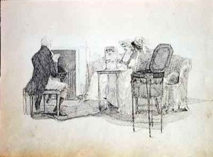 Man and Woman Reading at a Table