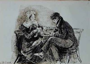 Man and Woman Reading at a Table