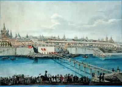 Laying of the Moskvoretsky Bridge in Moscow