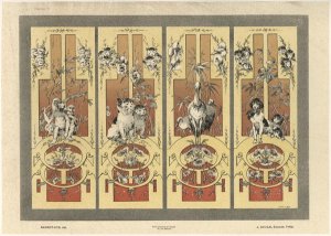 Monkeys cats herons and dogs plate 3 from Fantaisies decoratives