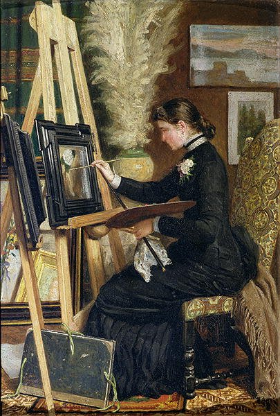 Portrait of Josephine Gillow painting at an easel