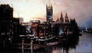 View of the Houses of Parliament from the River Thames London