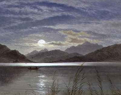 Lake Scene by Moonlight