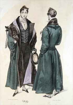 French Fashion plate of a Pelisse Russe